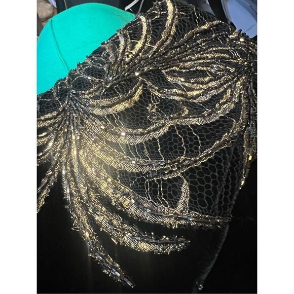 Exquisite Carmen Marc Valvo Silk Velvet Bolero/Shrug W/Beaded Sleeves 6 - Picture 12 of 12